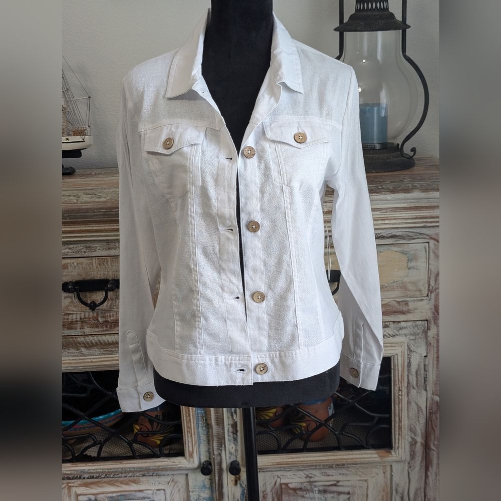 Dash Linen Blend Jacket White Size Small NWT